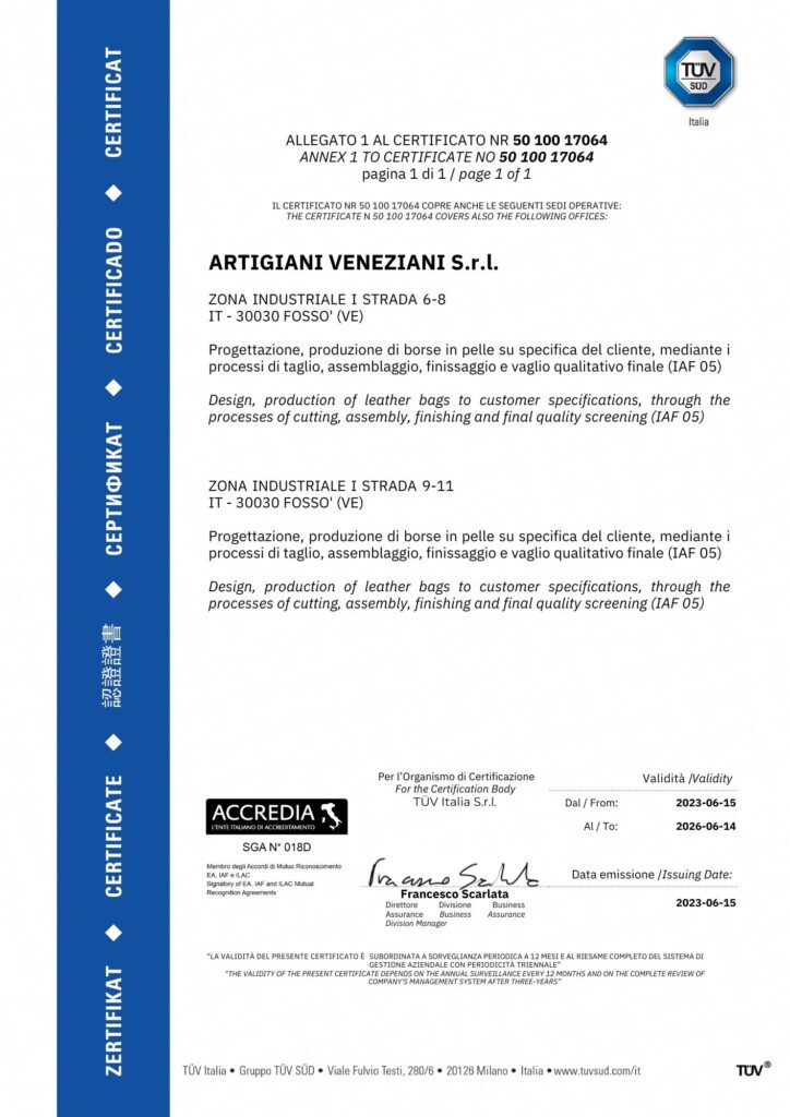 certificato ISO14001 allegato